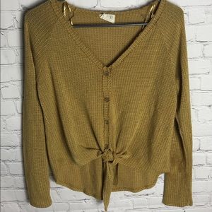 Mustard yellow waffle knit sweater